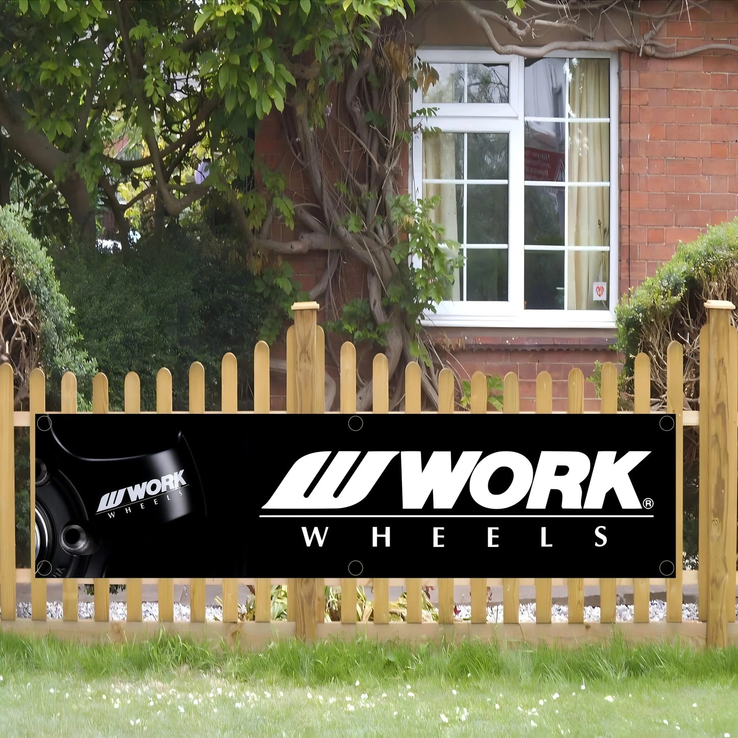 Work Wheels Banner Flag – Garage Wall Art