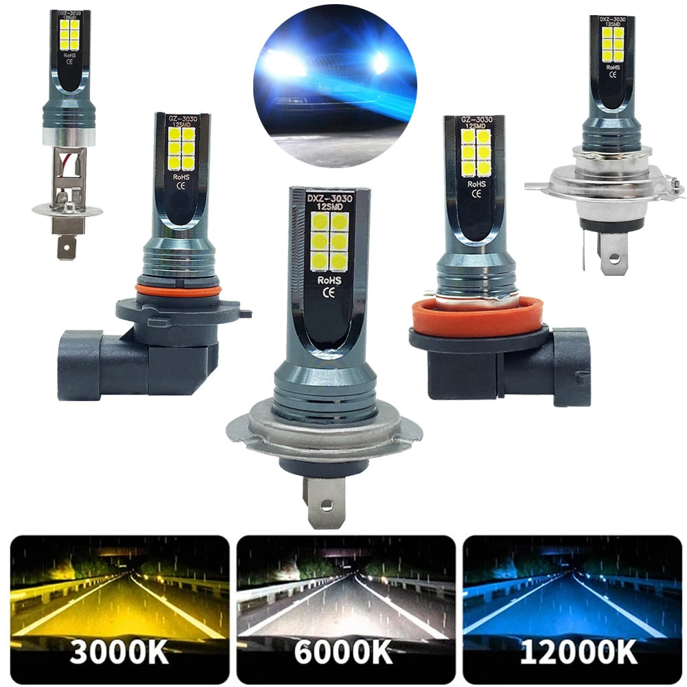 H4 LED Headlight Bulbs – 6000K White (80W / Pair, 12000LM)