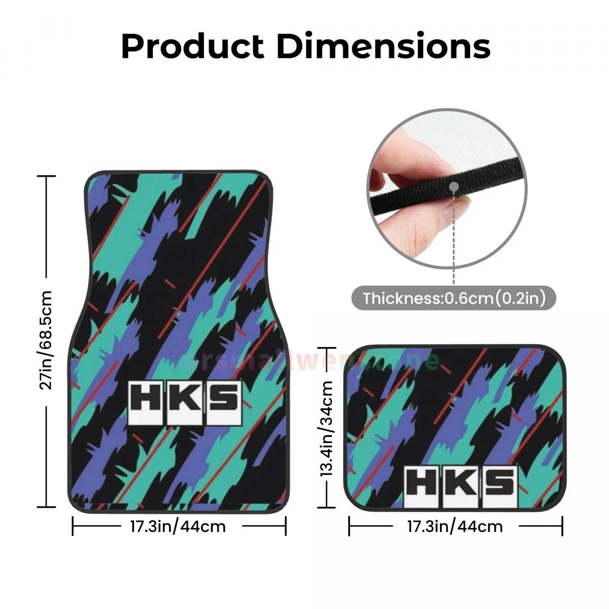 HKS Style Car Floor Mats β 4-Piece Set Front & Rear with Non-Slip Backing
