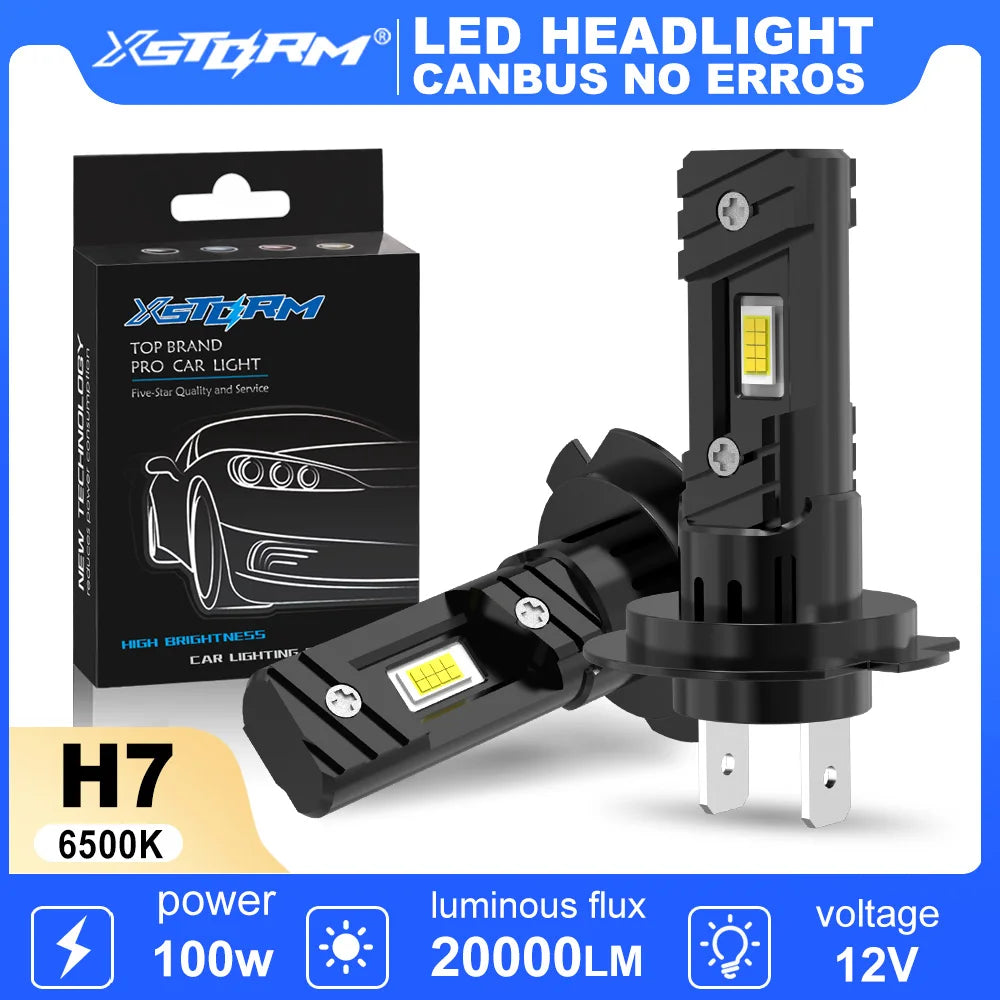 H7 LED Headlight Bulbs – 2PCS 100W 20000LM (6500K White)