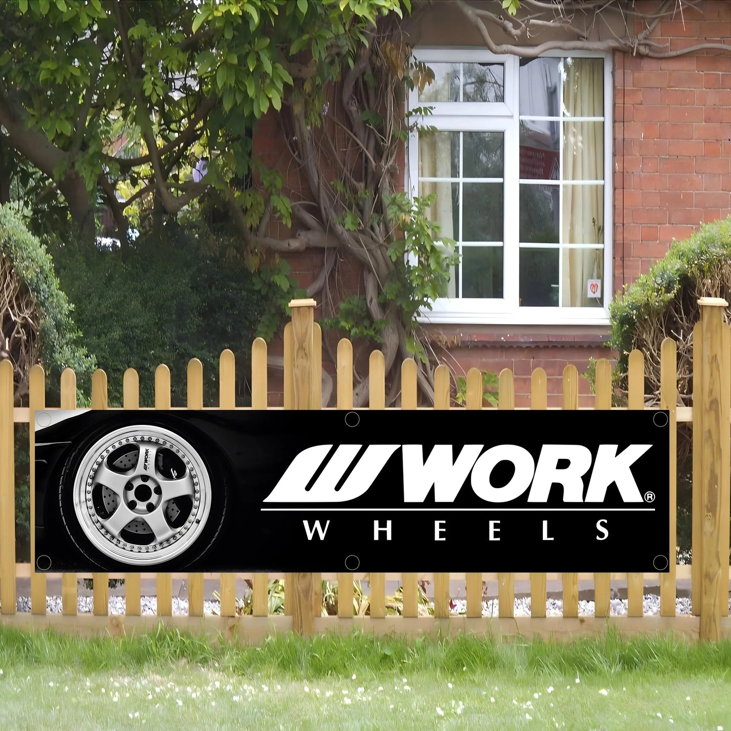 Work Wheels Banner Flag – Garage Wall Art