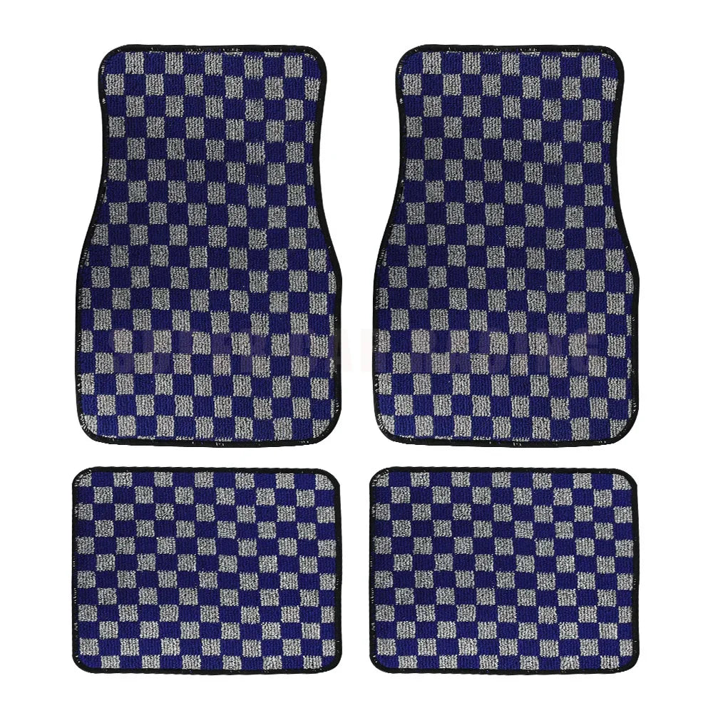 4PCS Checkered Floor Mats – Universal Fit Car Interior Upgrade