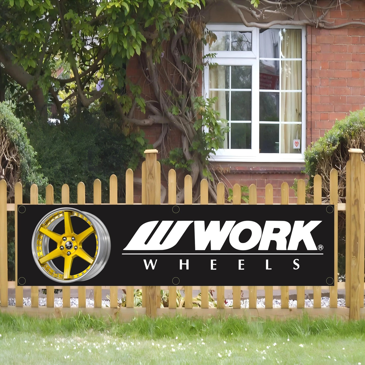 Work Wheels Banner Flag – Garage Wall Art