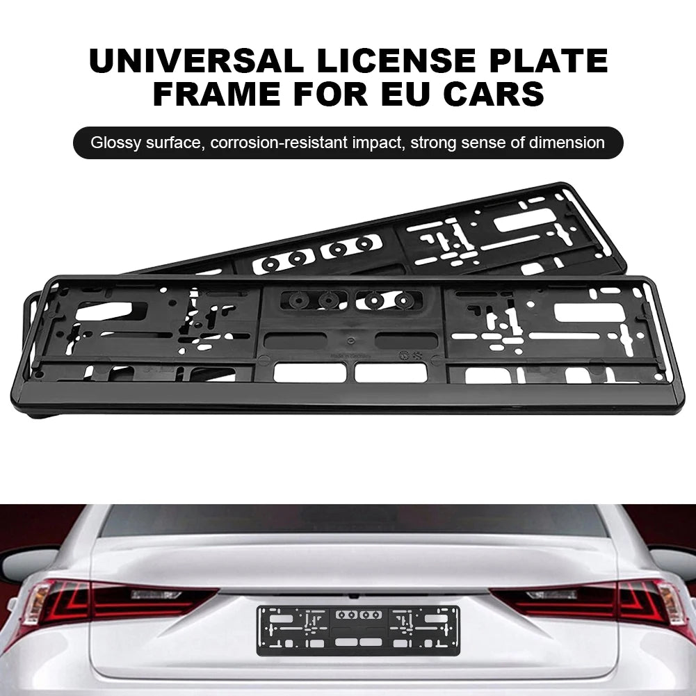 2Pcs Car Licence Plate Bracket Black Number Plate Holder EU Standard License Plate Frame Cover Anti-corrosion Auto Accessories