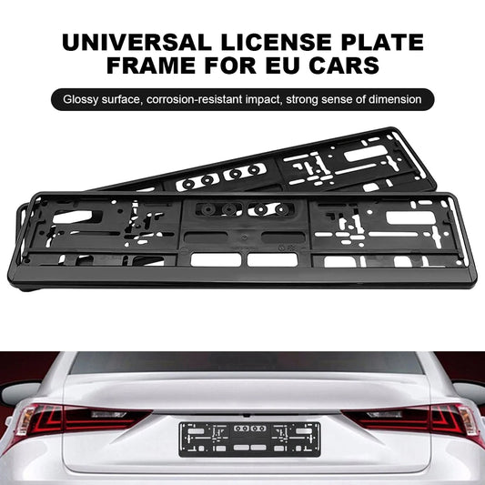 2Pcs Car Licence Plate Bracket Black Number Plate Holder EU Standard License Plate Frame Cover Anti-corrosion Auto Accessories