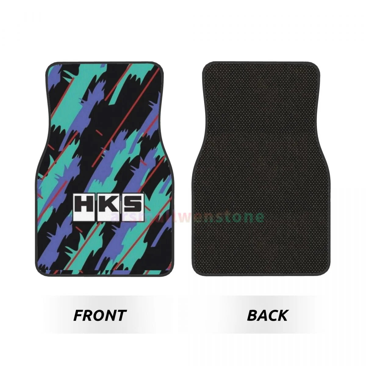 HKS Style Car Floor Mats – 4-Piece Set Front & Rear with Non-Slip Backing