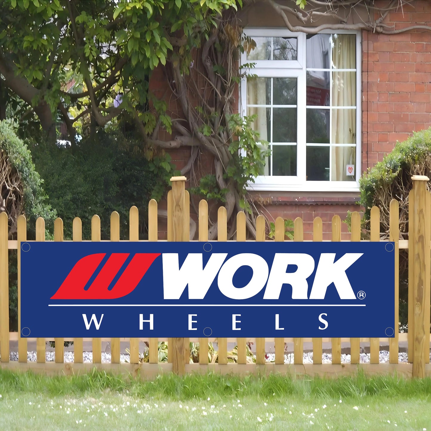 Work Wheels Banner Flag – Garage Wall Art