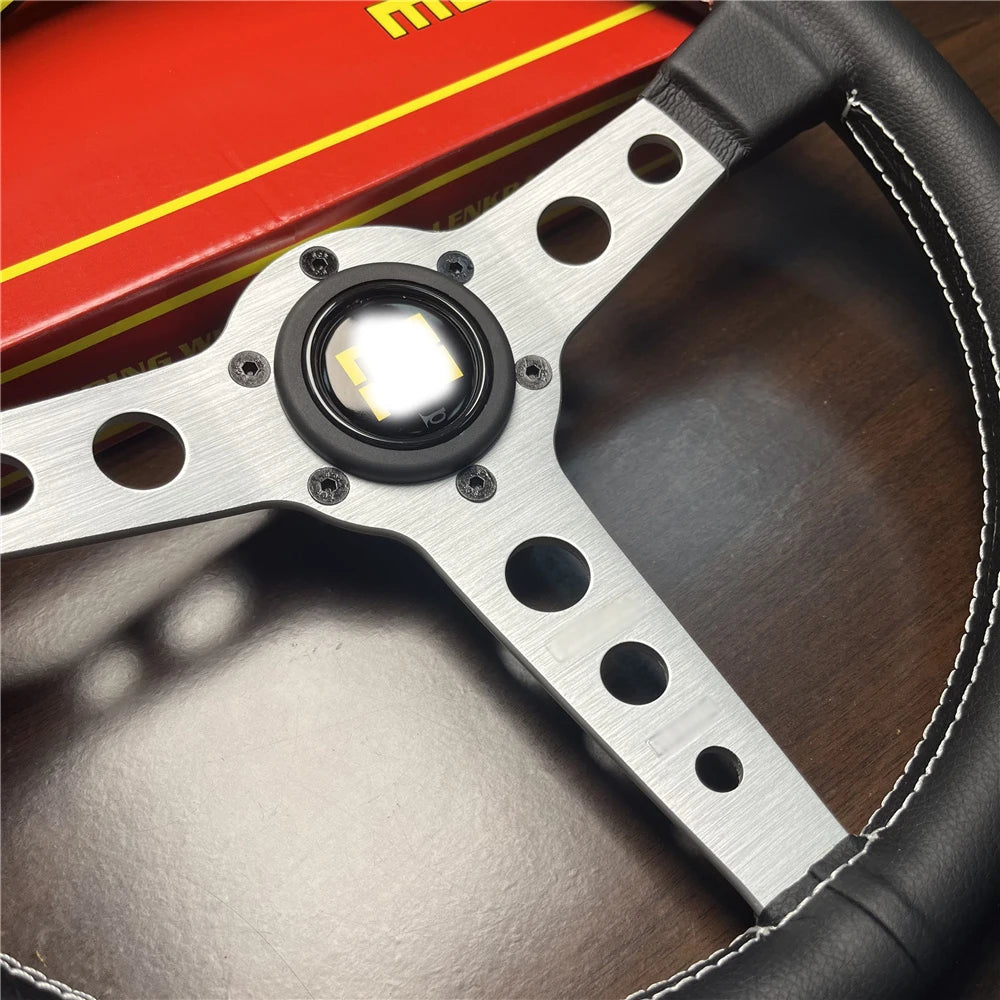 MOMO Prototipo Style 340mm Flat Racing Steering Wheel – Black PU Leather (Universal)