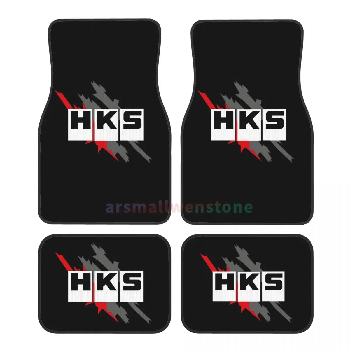 HKS Style Car Floor Mats – 4-Piece Set Front & Rear with Non-Slip Backing