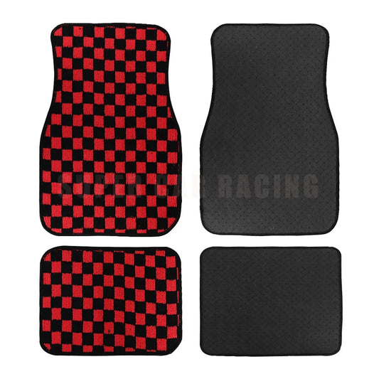 4PCS Checkered Floor Mats – Universal Fit Car Interior Upgrade