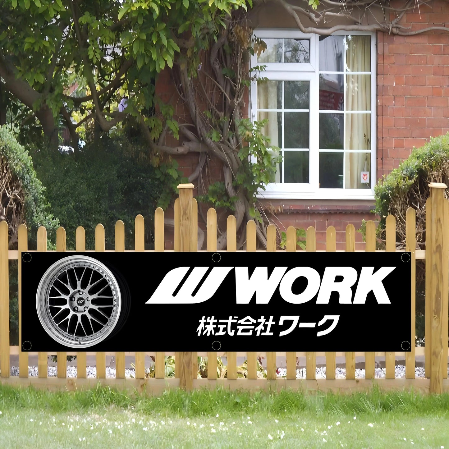 Work Wheels Banner Flag – Garage Wall Art