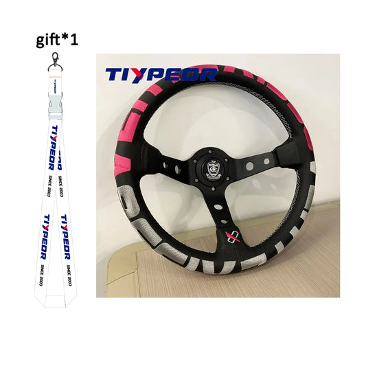 Vertex Style 330mm Deep Dish Racing Steering Wheel (Black Spokes)