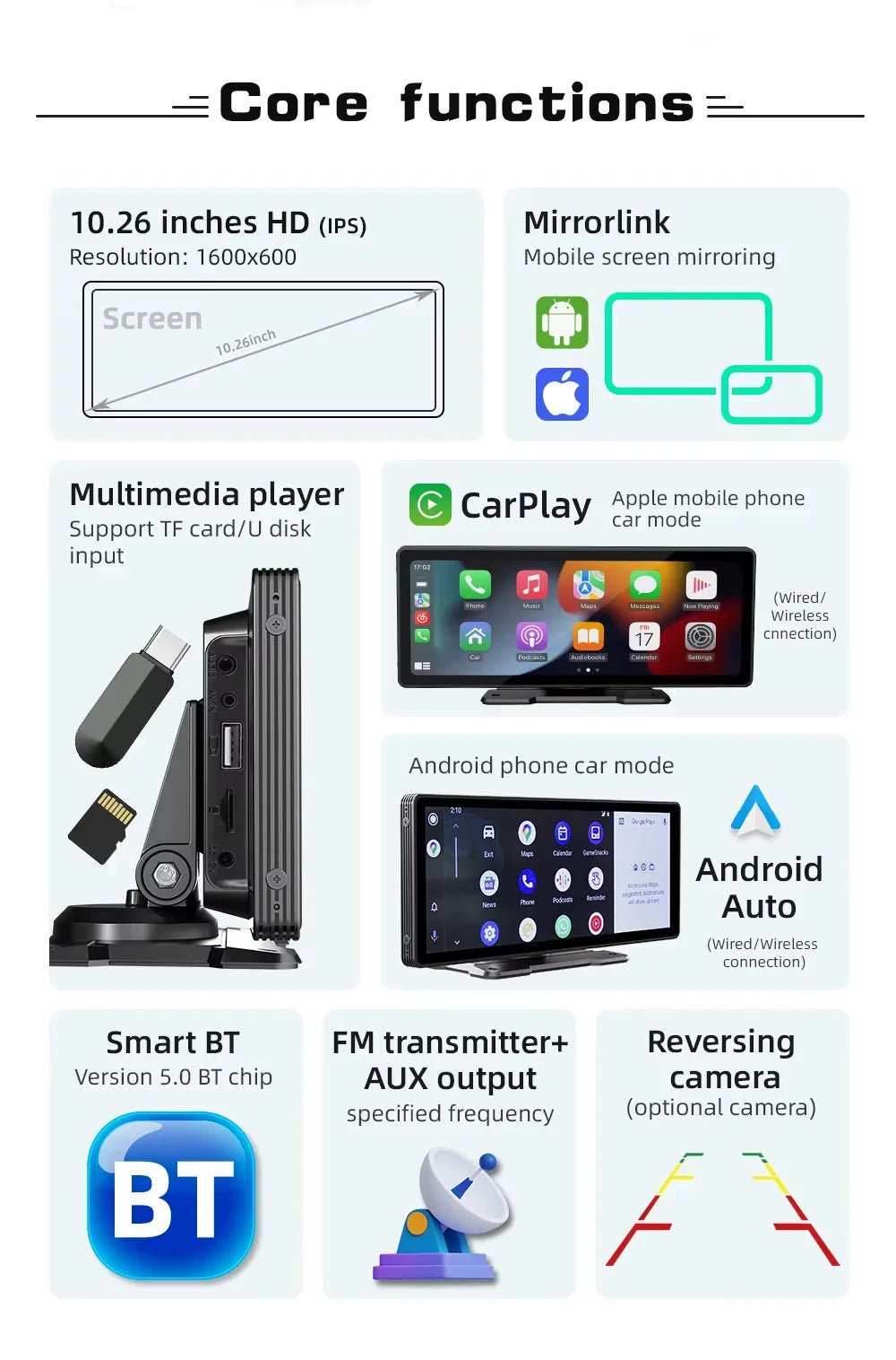 10.26” Universal Car Radio Multimedia Player – Wireless CarPlay & Android Auto