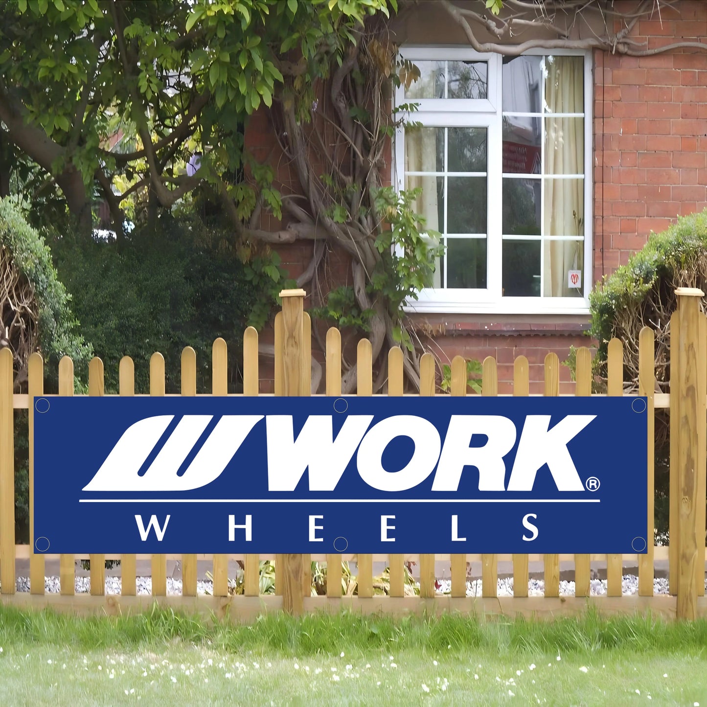 Work Wheels Banner Flag – Garage Wall Art