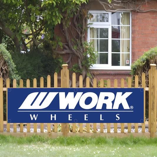 Work Wheels Banner Flag – Garage Wall Art