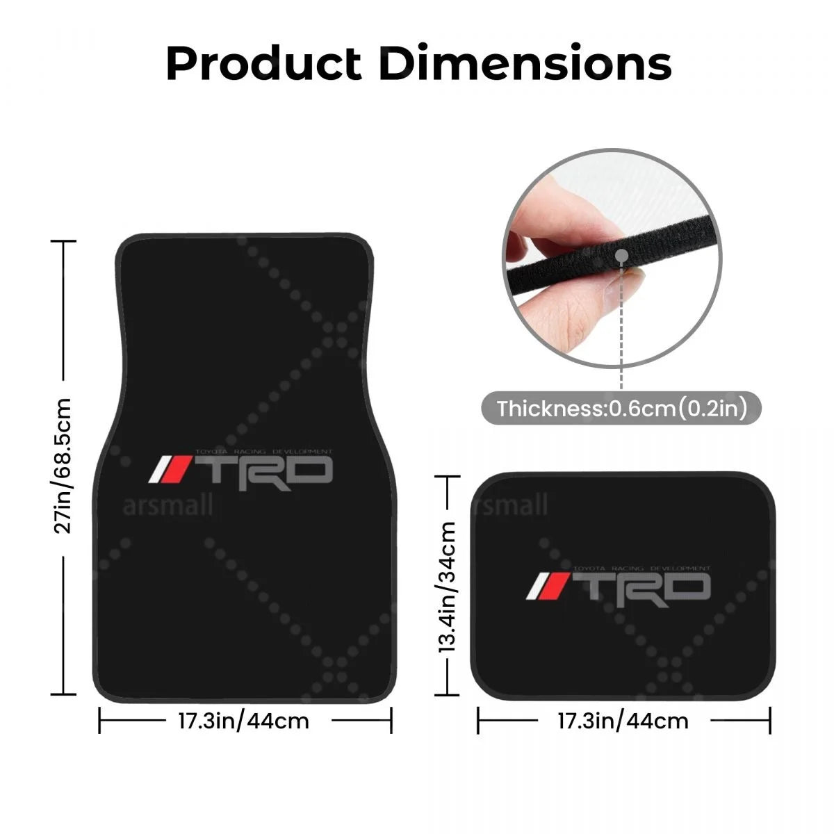 TRD Car Floor Mats – 4-Piece Set Front & Rear with Non-Slip Backing