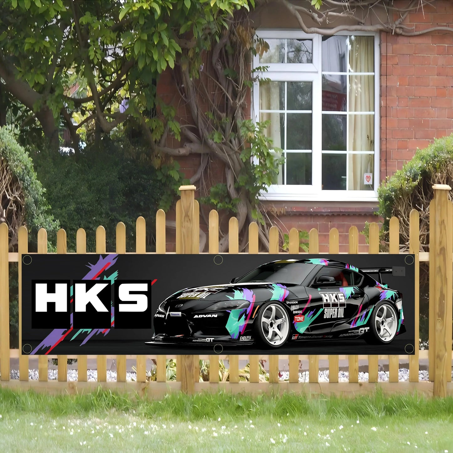 HKS Power Logo Banner Flag – Garage Wall Art