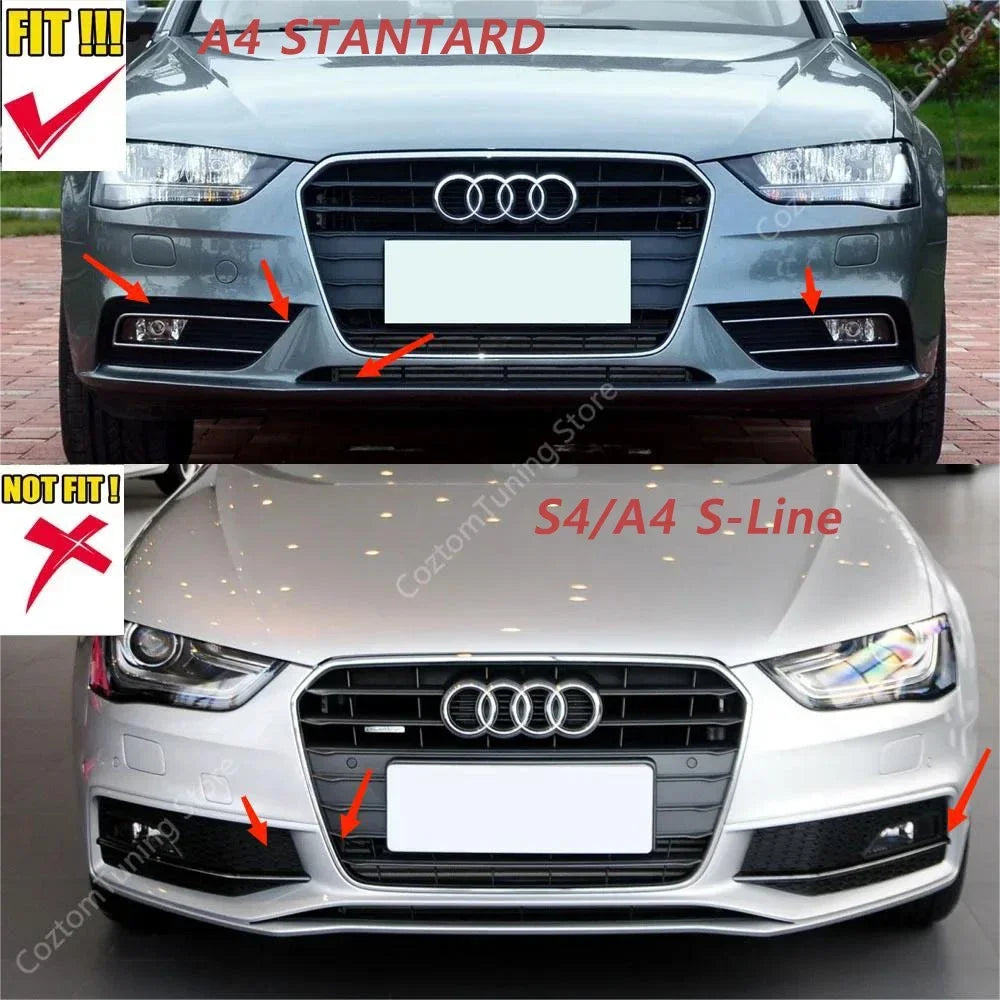Front Bumper Lip Spoiler Splitter Kit – For Audi A4 B8.5 Facelift Standard/Base (2012–2016, Saloon & Avant)