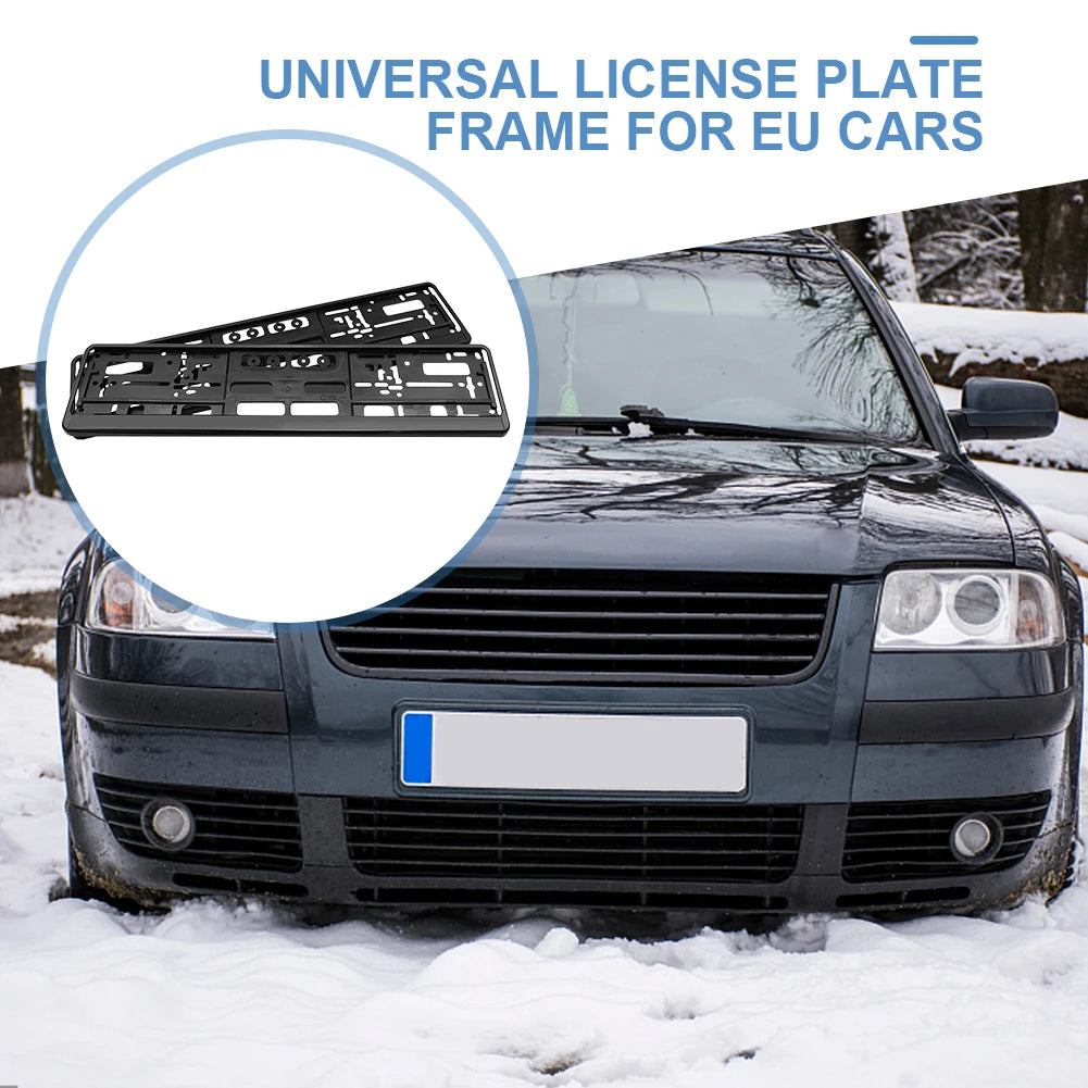 2Pcs Car Licence Plate Bracket Black Number Plate Holder EU Standard License Plate Frame Cover Anti-corrosion Auto Accessories